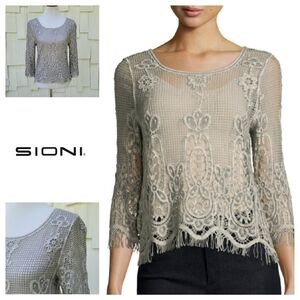 Sioni Liquid Crocheted Lace Top‎